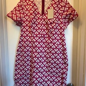 Boden Pink and White Floral Midi Dress